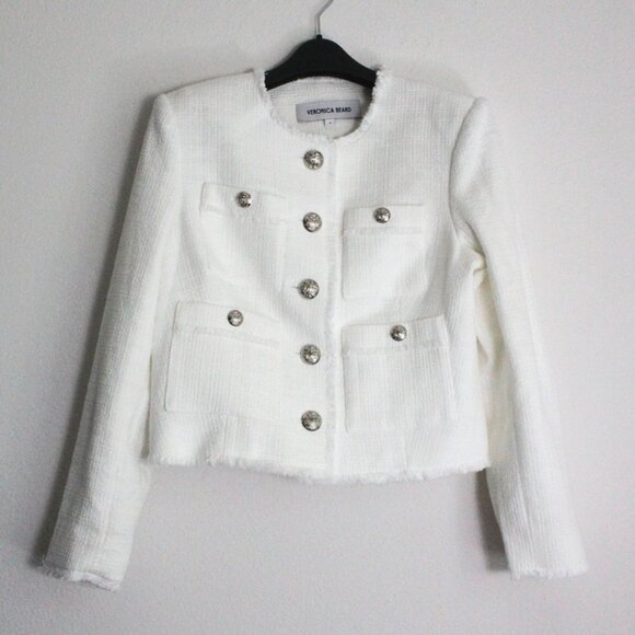 New Veronica Beard Olbia Tweed Jacket, Off White, Size 10 - Picture 6 of 12